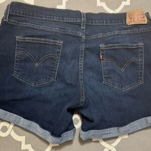 Levi's Dark Indigo Cuffed Jean Shorts
